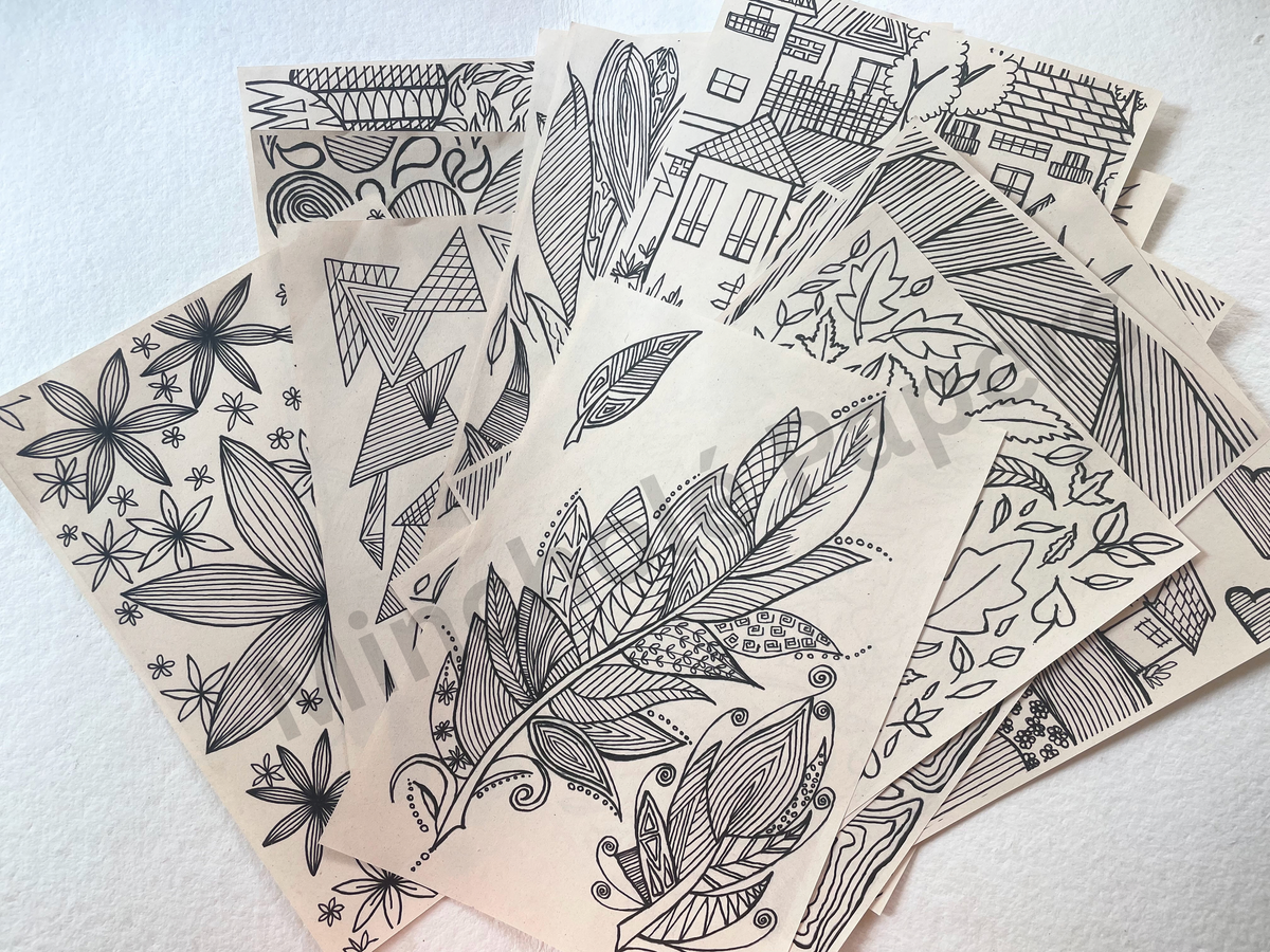 Lines and Leaves - Colouring Pages