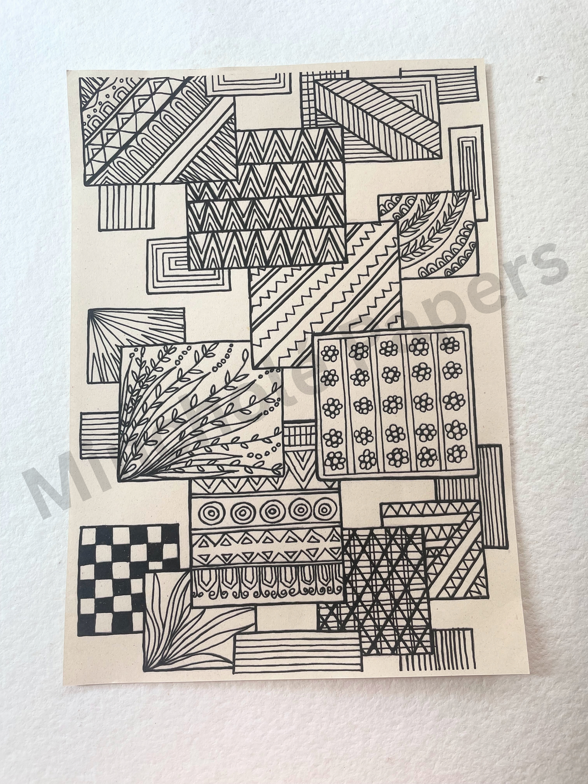Lines and Leaves - Colouring Pages